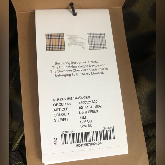 New NWT authentic Burberry olive leopard print lighthouse fisherman rain hat M - Picture 11 of 12